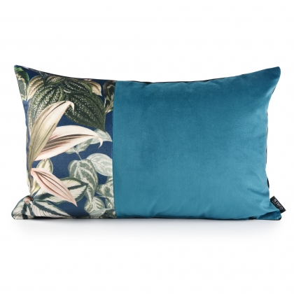 拼接絨布腰枕 熱帶雨林系列 -卡布里藍