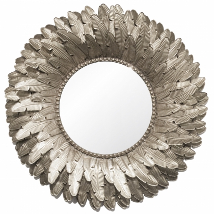 壁掛飾品-白銀金屬羽毛鏡